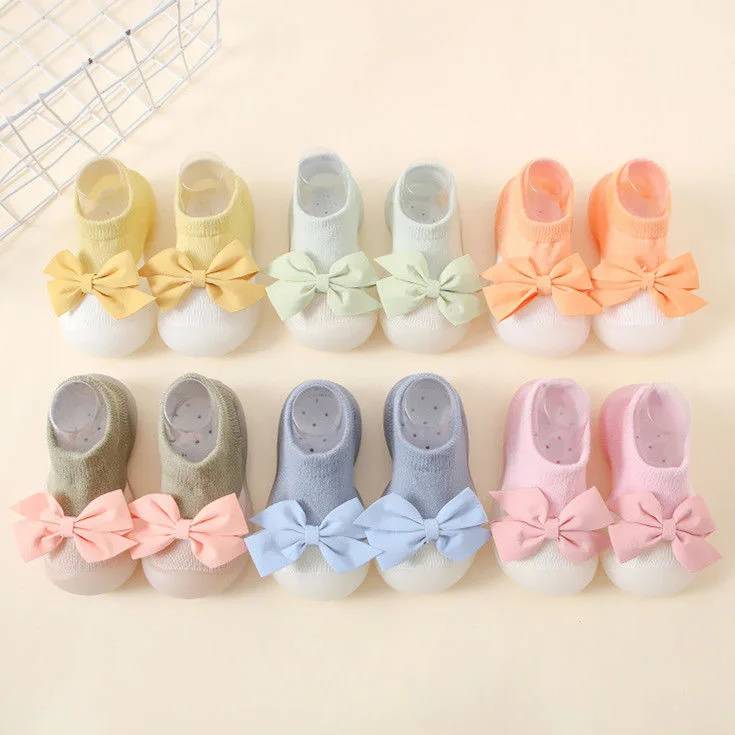 Baby Floor Shoes Non-slip Rubber Soft Sole Breathable Spring and Autumn Cartoon Cute Bow Indoor and Outdoor Walking Shoes