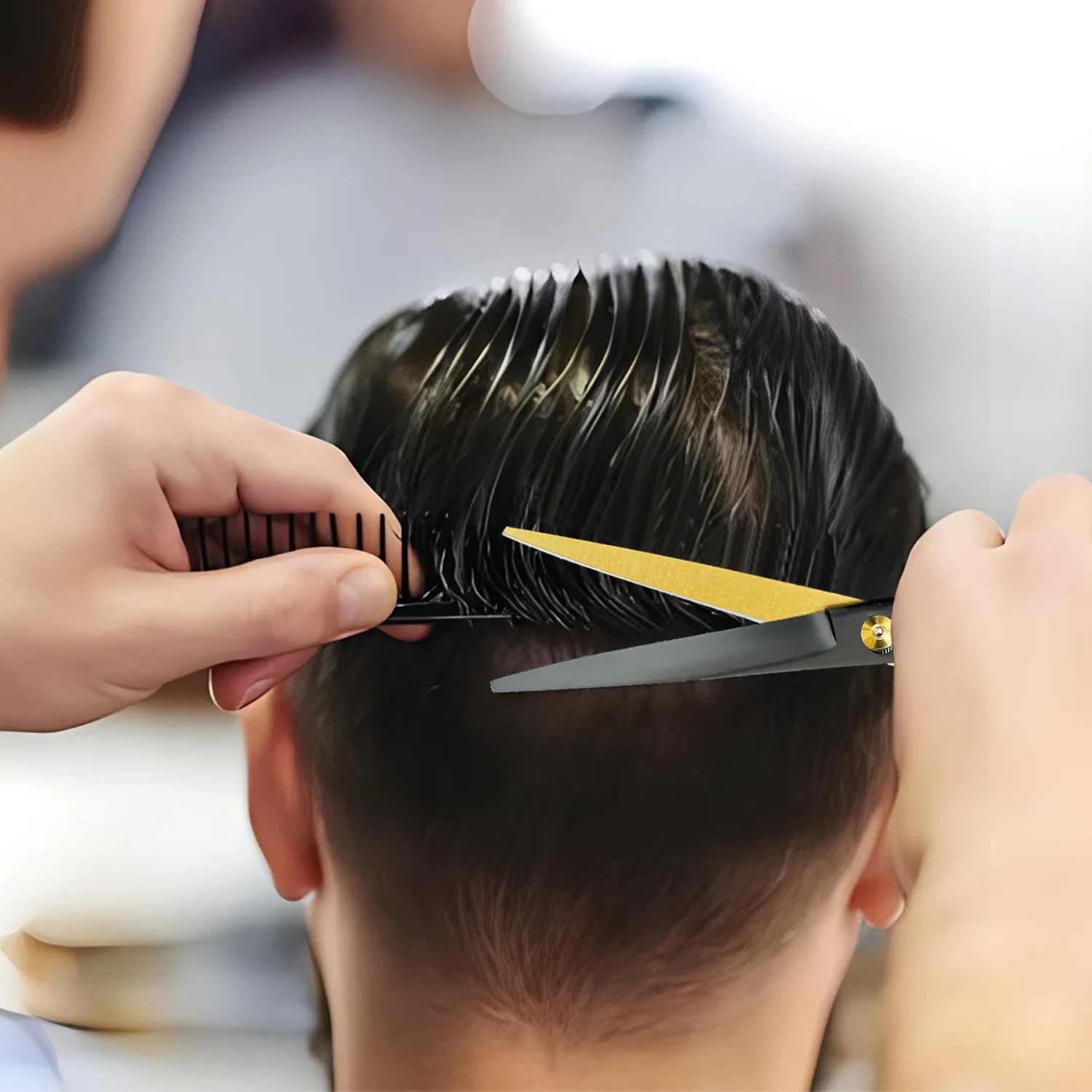 Juego de tijeras de peluquería, Kit de corte de pelo con peine, cuchillas afiladas, 6,5 pulgadas