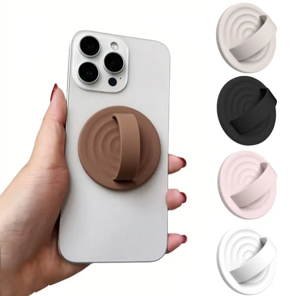 

Universal Silicone Magnetic Phone Grip 360° Rotation Soft Finger Loop Grip Portable Solid Color Phone Ring Holder For MagSafe