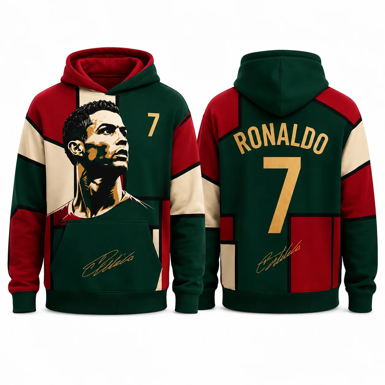 Ronaldo 7 Hoodie Portugal Inspired Graphic Sweatshirt Football Streetwear Oversized Winter Casual Pullover Men Clothing Hoodie
