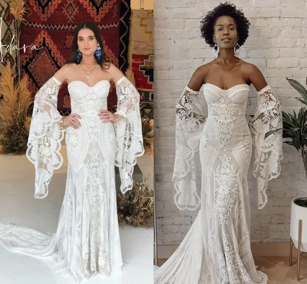 

Simple White Mermaid Wedding Dresses Jewel Neck Sleeveless Bridal Gown Button Sequins Beads Dress Customized