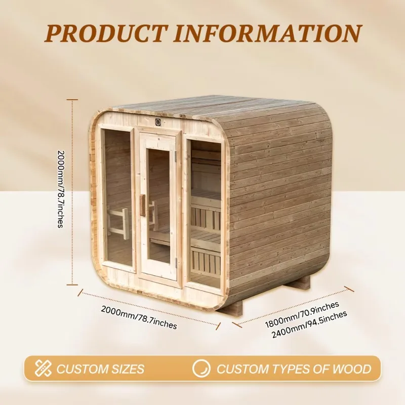 Customized Family Spa Use Outdoor Steam Sauna Indoor Wet Steam Sauna Room Sauna Outdoor Wood Burning