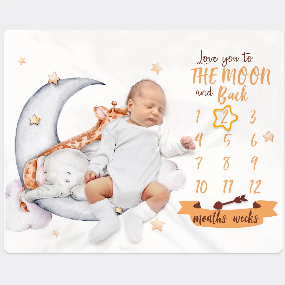 Ylsteed 100*120cm Baby Milestone Flannel Blanket Newborn Photography Blanket Baby Photo Shooting Background Growth Commemorative