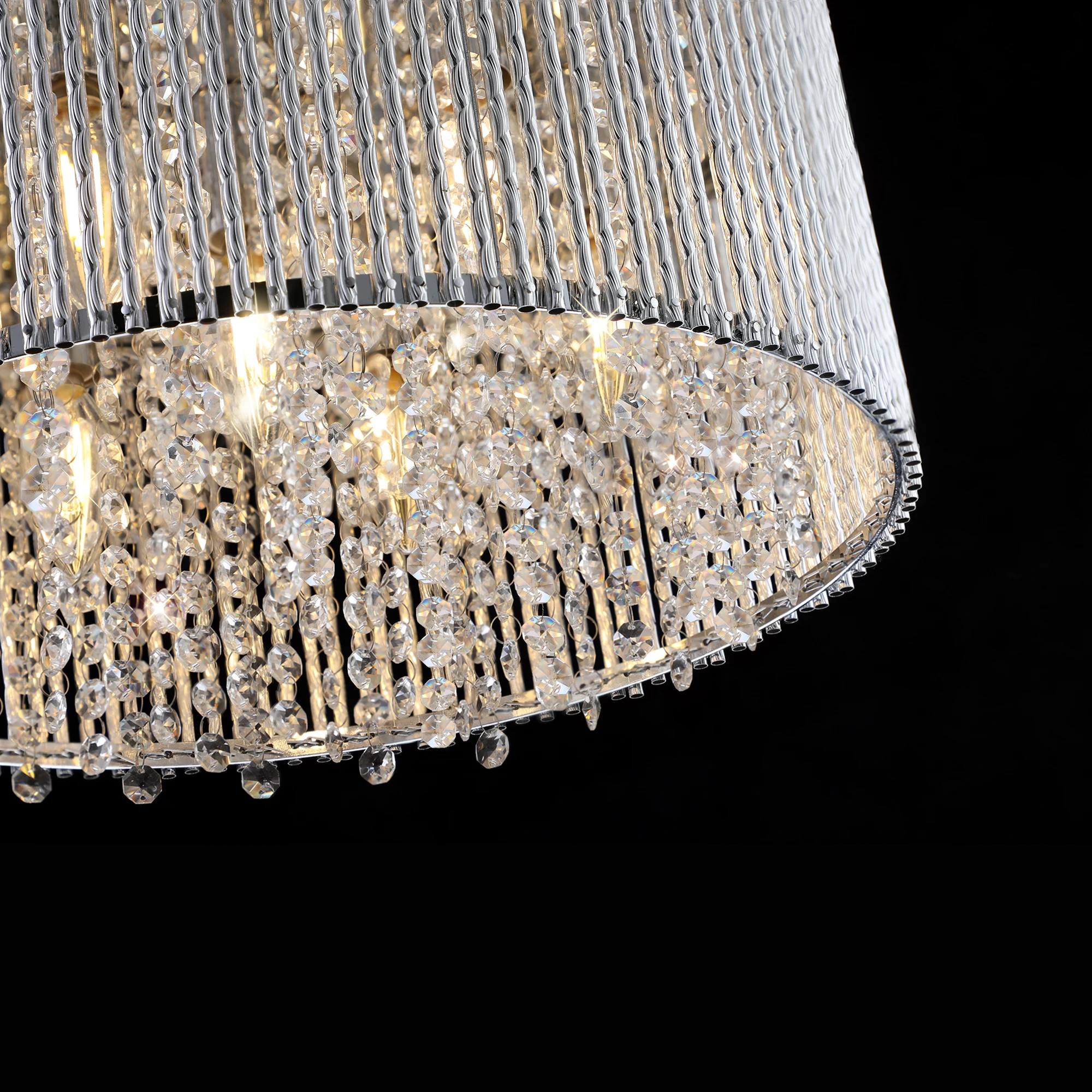 Luxury Crystal Chandelier, Clear K9 Crystals Modern Pendant Lighting for Living Room, Dining Room, Foyer, and Bedroom