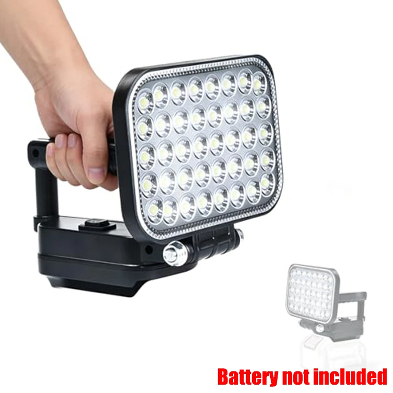 Wireless Construction Site Floodlight Portable LED Work Light for Makita 18V Li-ion Battery for Outdoor Camping with 2 USB Ports