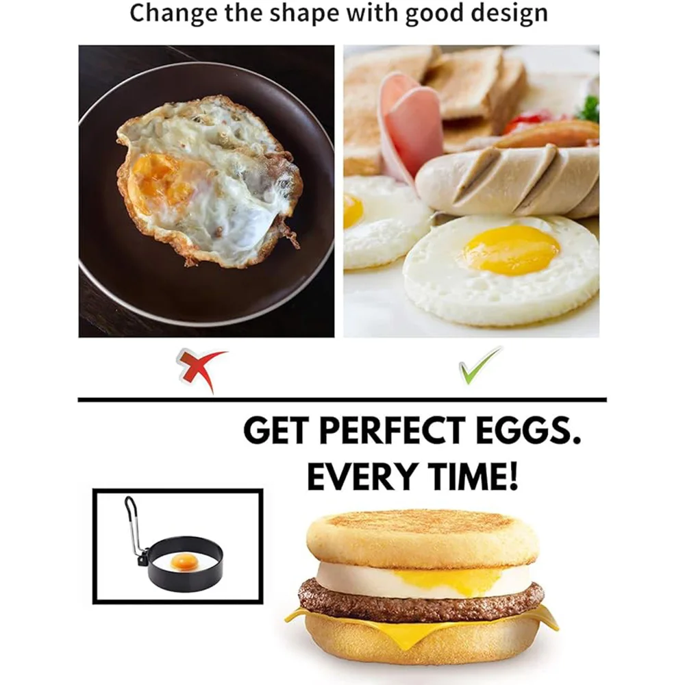 Round Egg Omelet Tool Omelet Machine Mold Household Kitchen Tool Thickened Handle Perfect Round Egg Making Burger Eggs