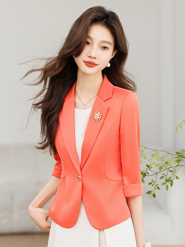

Fashionable Short Seven-Sleeve Suit Jacket Women's Stylish Commuter Polyester Fiber Korean Style Name Lady -Western Wear