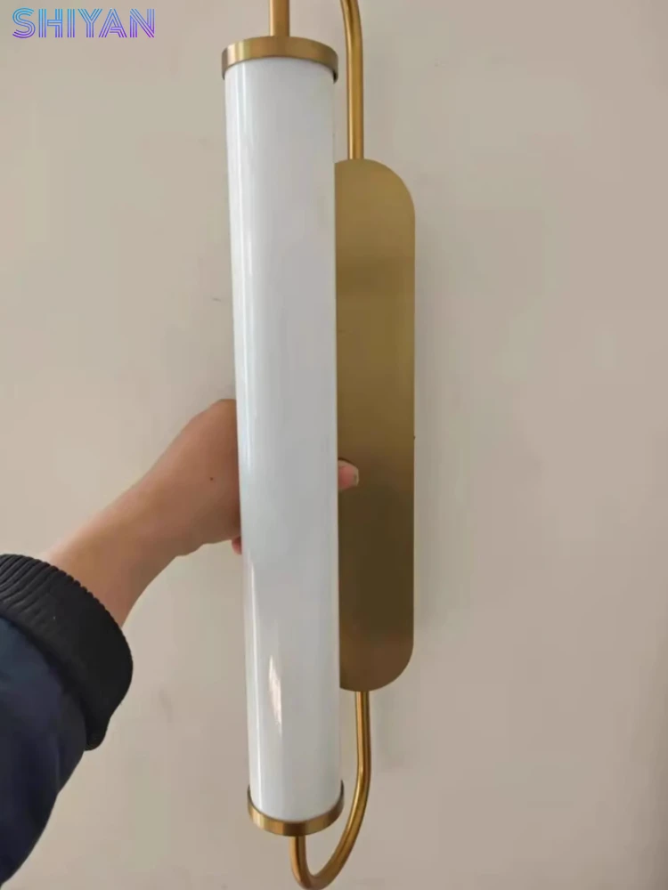 Simple and Creative Bedside Wall Lamp Nordic Light Luxury Corridor Long Strip Lamp Designer Light Luxury Mirror Front Lamp