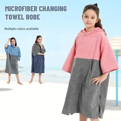 Kids Changing Towel Robe: Absorbent Quick Dry Surf Poncho, 3/4 Sleeve Microfiber Bath Towels for Beach Pool