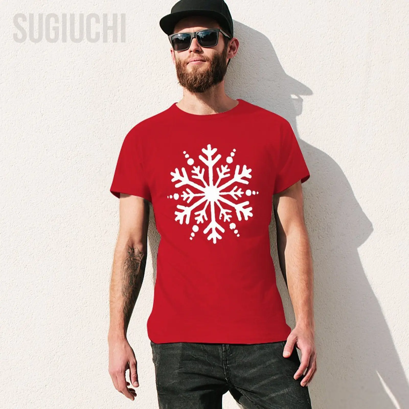 Unisex Men Christmas Cute Snowflake Graphic Tshirt Tees T Shirts Women Boys 100% Cotton T-Shirt