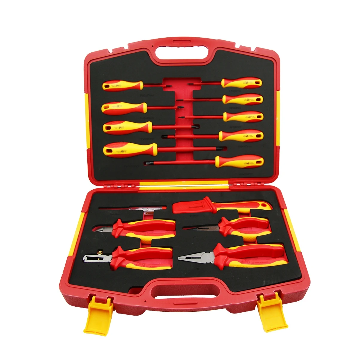 SFREYA S677F-15 15PCS VDE Insulated Electrician Tool Set,Includes Pliers, Screwdrivers, Voltage Tester, Cable Knife