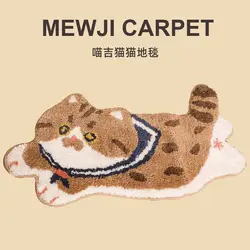 VIKAMA Cute Girl Cat Imitation Cashmere Carpet Bedroom Soft Bed Blanket Bathroom Kitchen Non-Slip Absorbent Floor Mat Home Decor