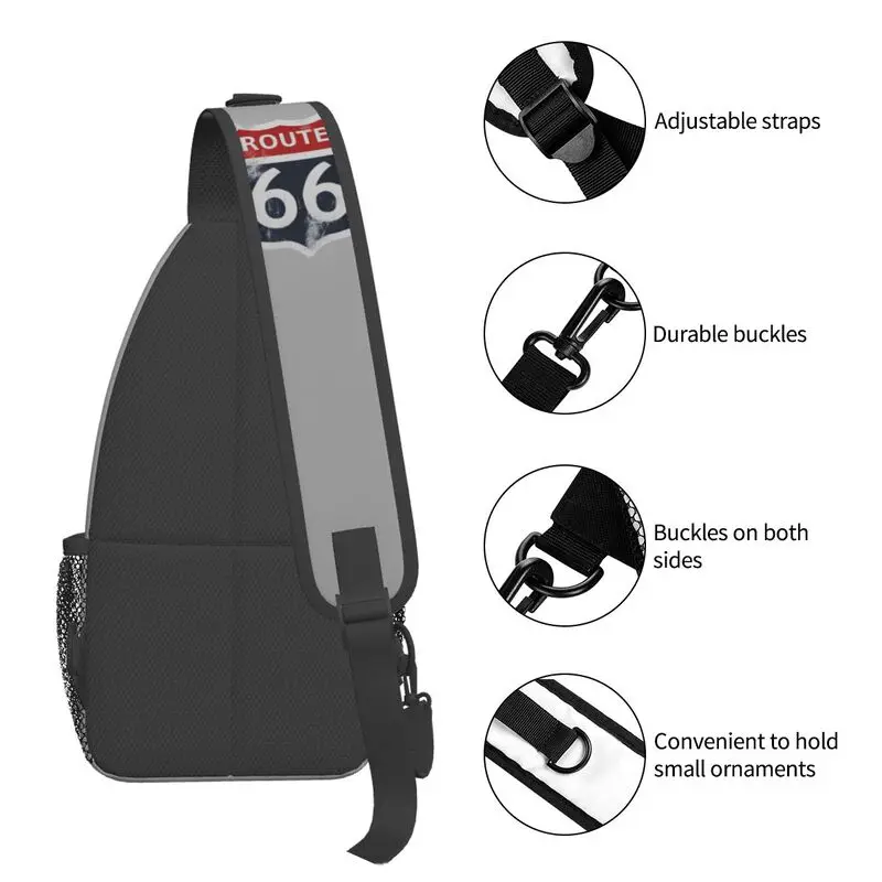 Mochila personalizada Route 66 California Sign USA Sling Bags para hombres, Cool Shoulder Crossbody, pecho, viaje, senderismo, Daypack