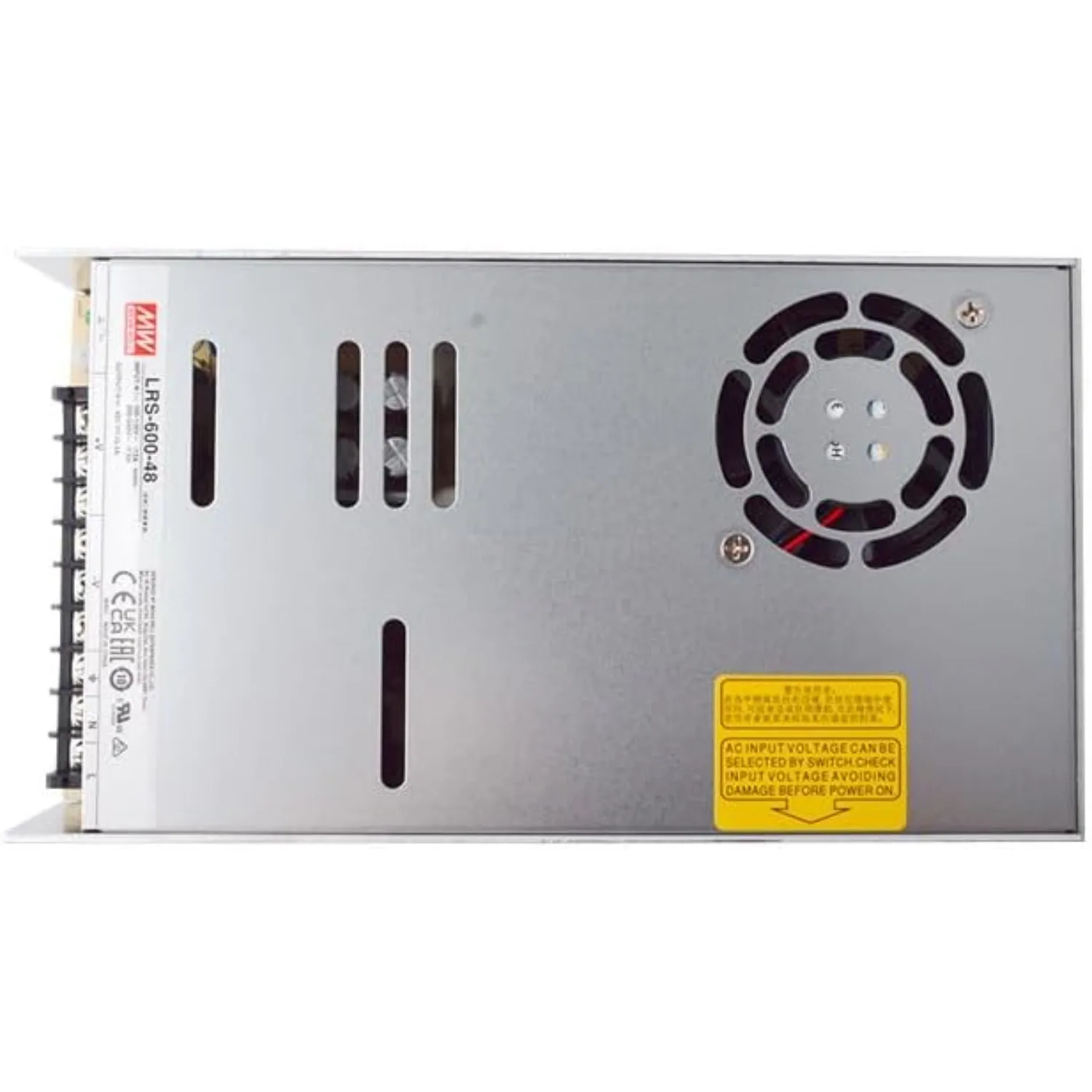 Mean Well LRS-600-48 48V 600W Single Output Switching Power Supply, 90-302VAC/255-370VDC Input, 12.5A, 1U Low Profile