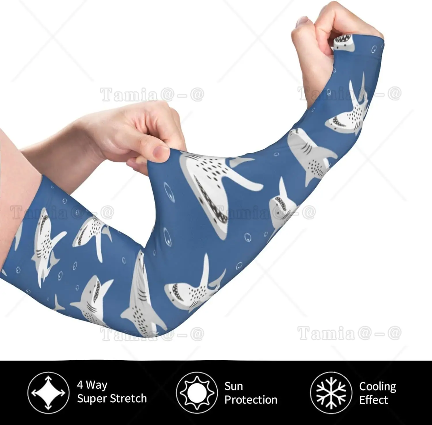 Shark Shooter Sleeves สําหรับผู้หญิงผู้ชาย Gardening Sun ปลอกแขนระบายความร้อนน่ารักปลอกแขนนน่ารัก