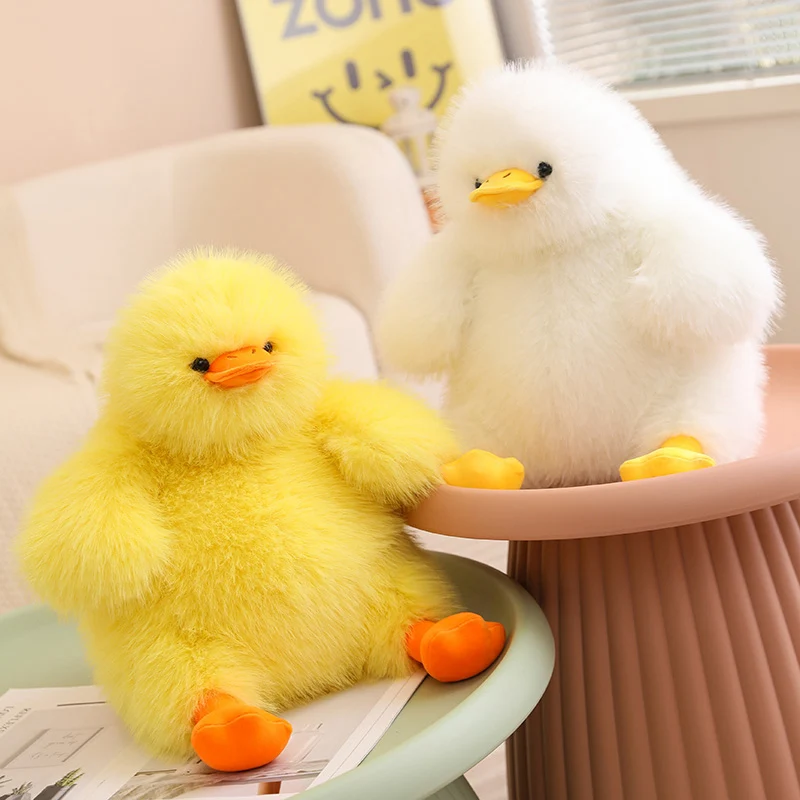 New Creative Fluffly Fat Duck Plush Toy Cute Stuffed Animal Soft Hairy Cartoon Pillow Sofa Cushion for Girls Kids Gift Home Deco