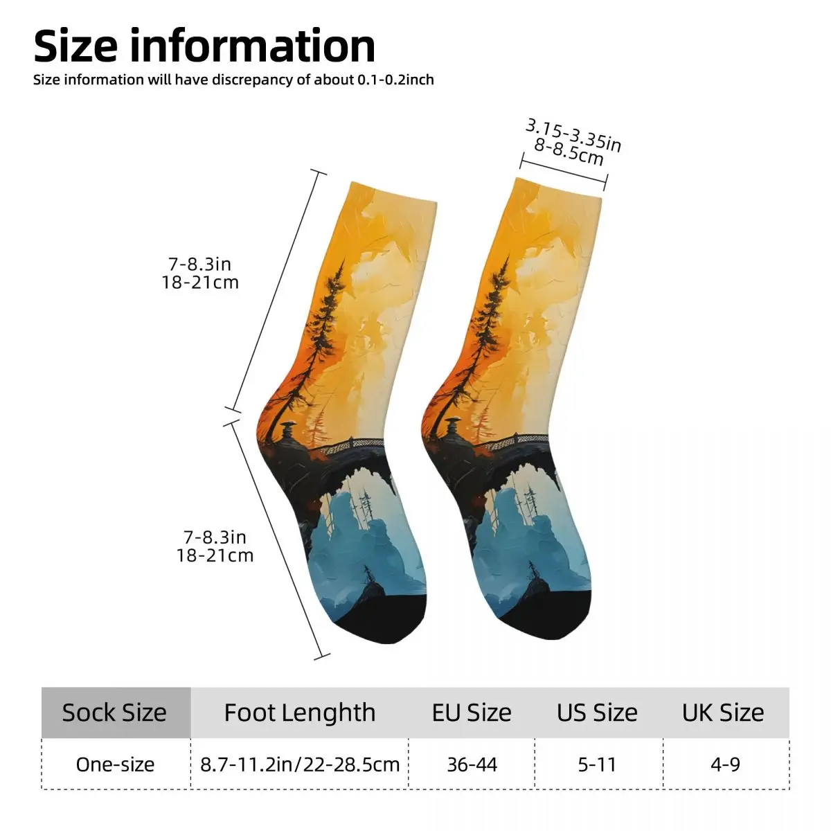 Crazy compression Pattern Beautiful Landscape Sock for Men Harajuku Quality Pattern Crew Sock Novelty