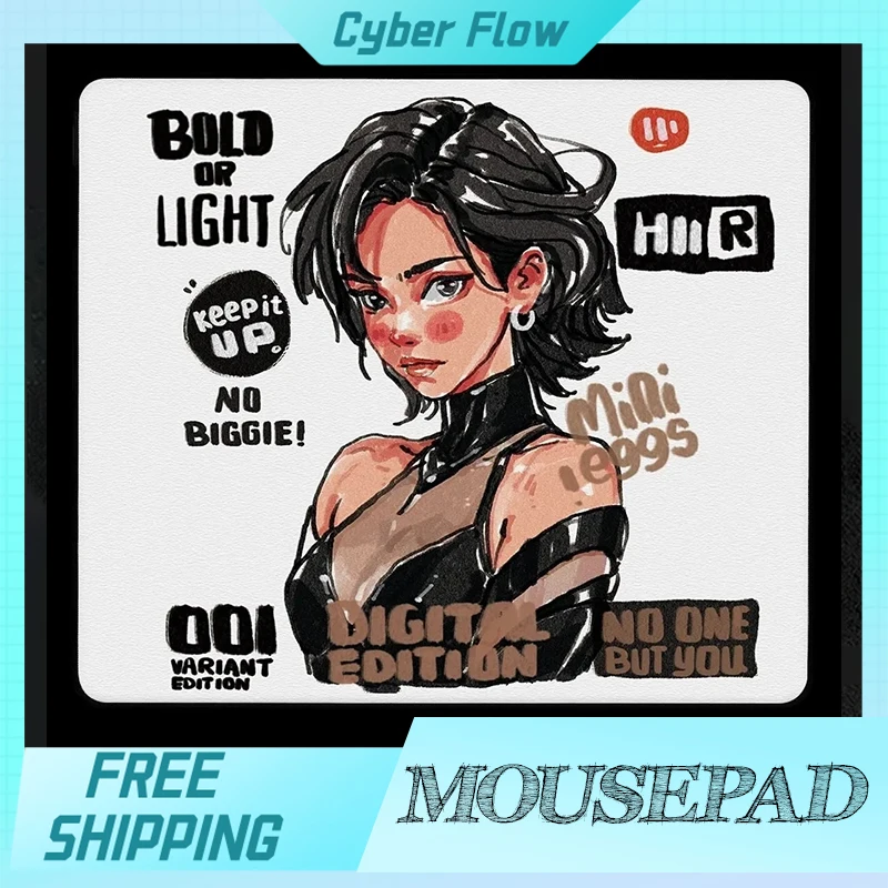 Owe Power Mousepad Alita 4mm 490x420mm Smooth Gaming Mousepad Non-Slip Esports Custom Desk Mat Office Gamer Accessories Varolant