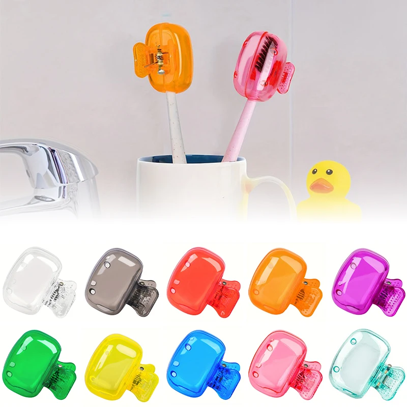 4pc Travel Toothbrush Holder Portable Plastic Toothbrush Case Protective Clip Toothbrush Protector Cap Brush Pod Case Protective