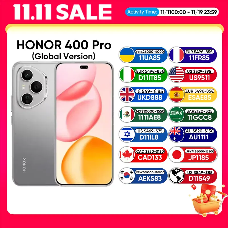 Global Version HONOR 400 Pro 5G Smartphone Snapdragon 8 Gen 3 6.7'' AMOLED Display 200MP 100W Wired 50W Wireless IP68&IP69 eSIM