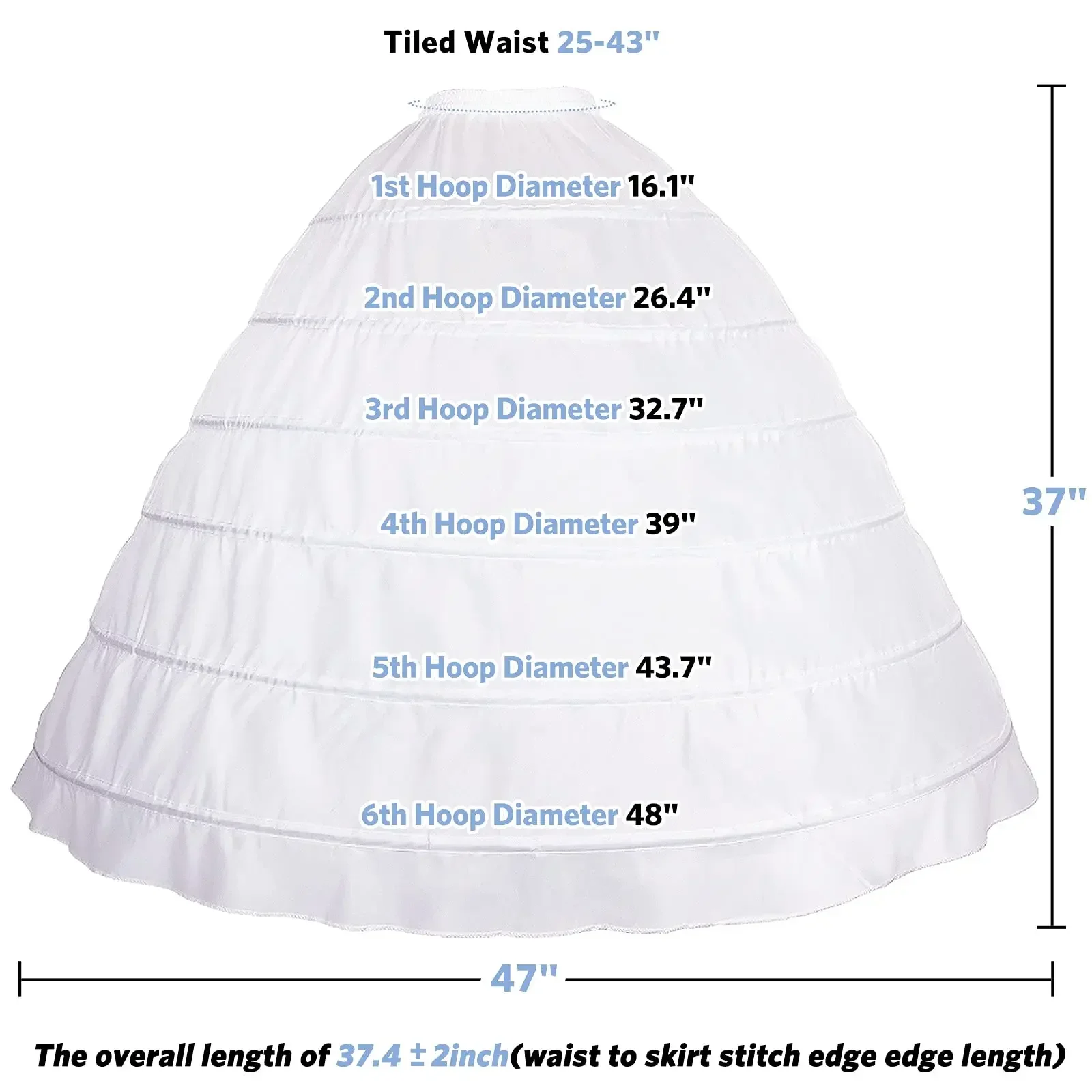 Rok dalam wanita Crinoline, Rok bola, gaun pengantin pernikahan, rok jepit panjang Hoop, rok A-line 6 model A-line, untuk wanita