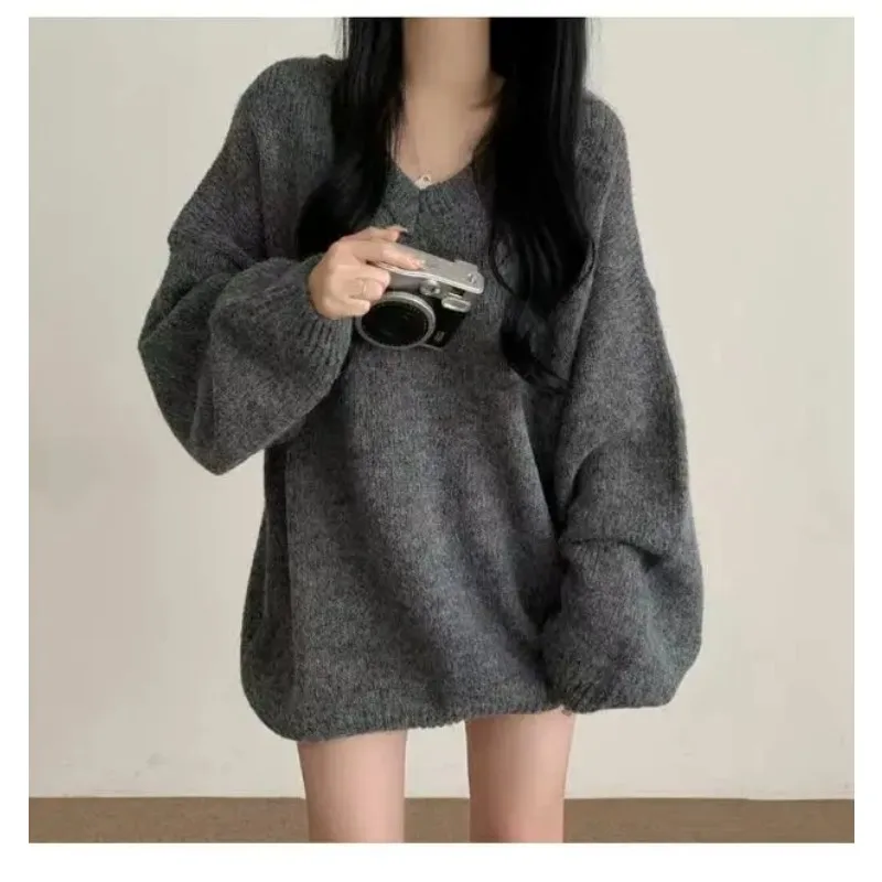 

Lazy wind soft waxy pullover knitted sweater, autumn and winter loose top
