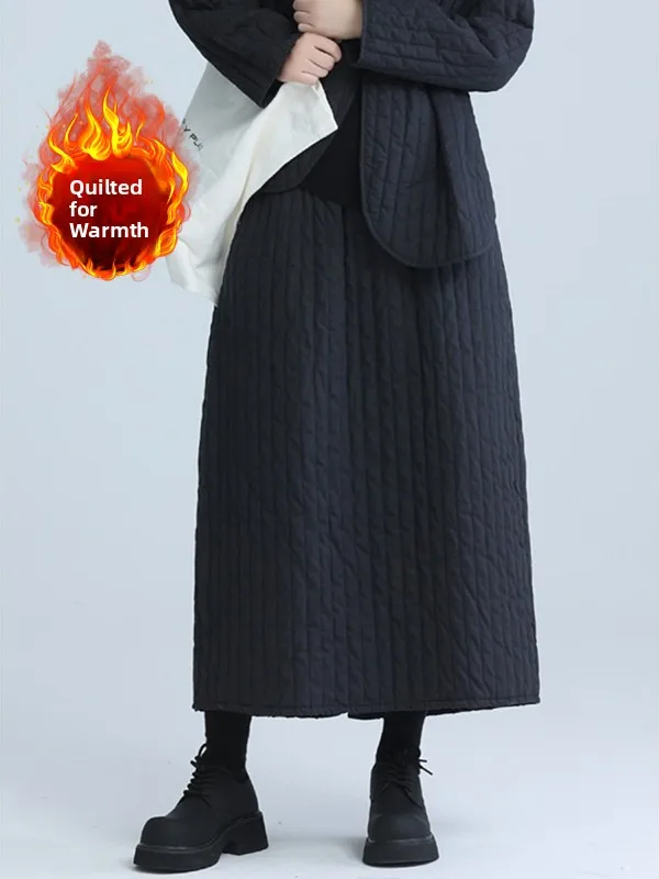 

Ретро-юбка из утолщенного стеганого хлопка больших размеров, женская модная модель с вертикальными полосками, осенне-зимняя, средней длины, теплая, А-силуэт.