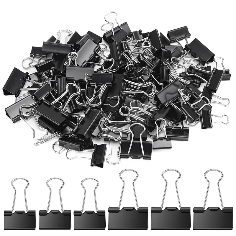 10pcs 25/32mm Black Metal Binder Clips Notes Letter Paper Clip Binding Securing Household Office Supplies Storage Tools TMZ