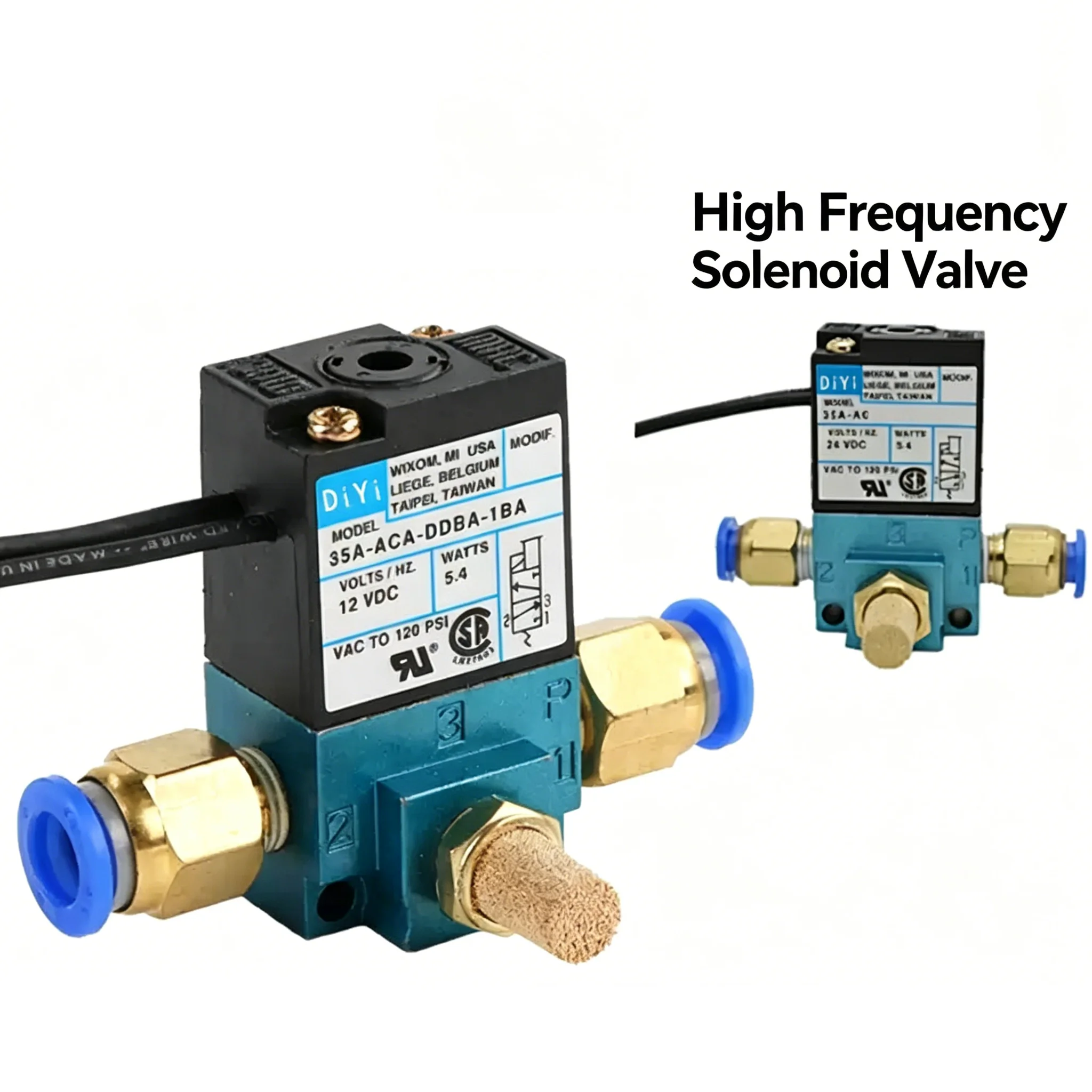 BSP NPT 12V 24V DC 35A-ACA/AAA-DDAA-1BA/DDBA/DDFA  Marking Dispensing Machine Valve 3 Way High Frequency Solenoid Valve 1/8