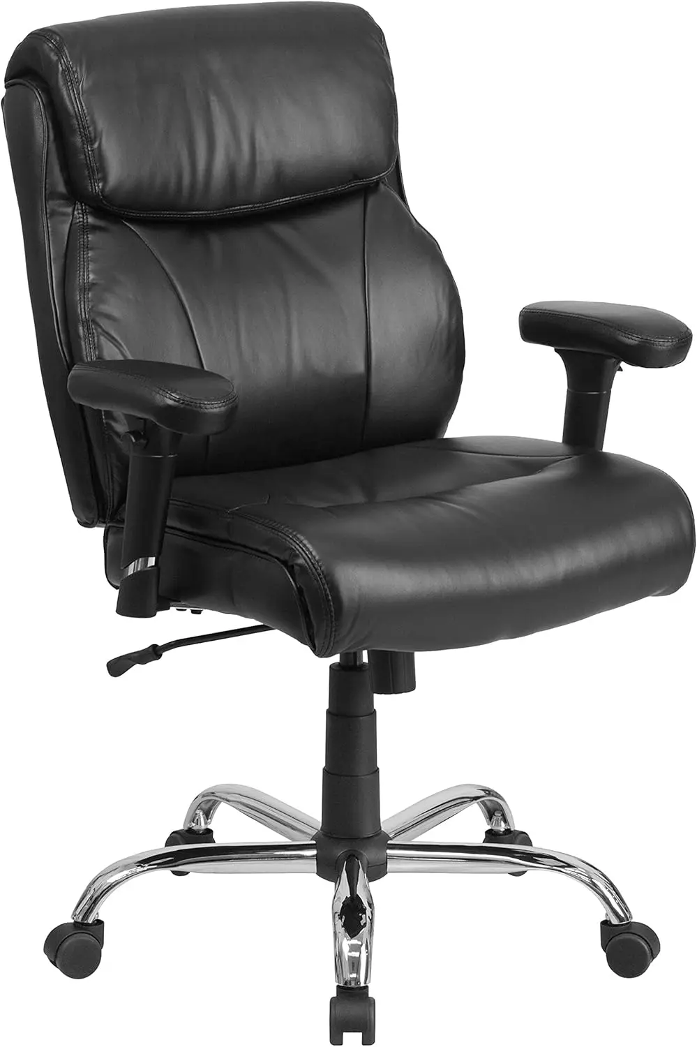 Hercules Series Big & Tall 400 Lb. Rated Black Leathersoft Ergonomic Task Office Chair With Clean Line Stitching And Arms