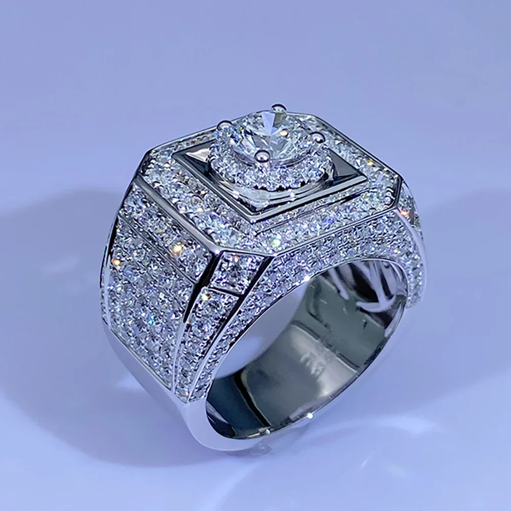 For Men and Women Solid Ring Bling Big Fully Diamond Men Rings,Size 6/7/8/9/10/11/12/13