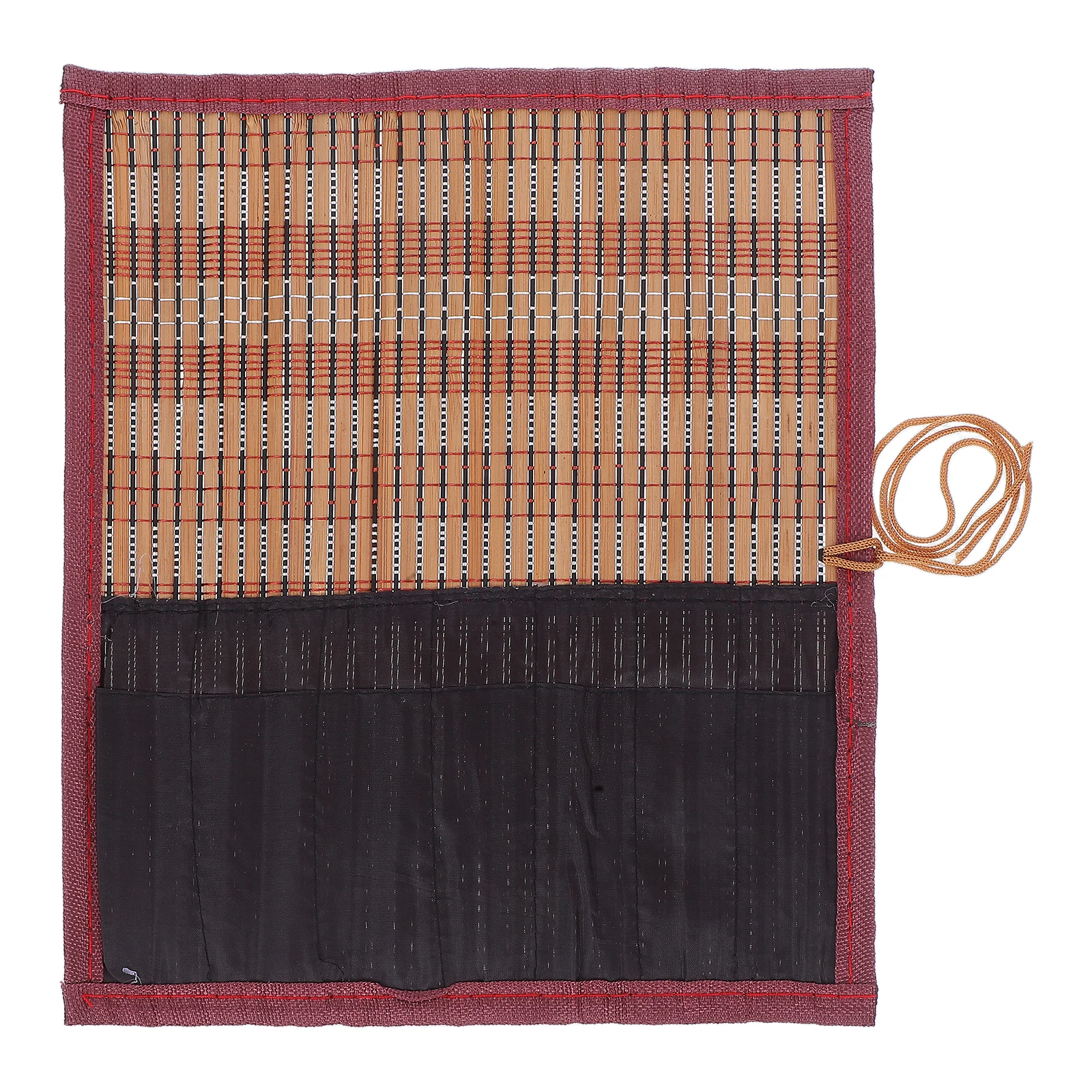 

Bamboo Pencil Case Rollup Canvas Watercolor Holder Student Use Durable Brush Protection Large Capacity Storage Organizer