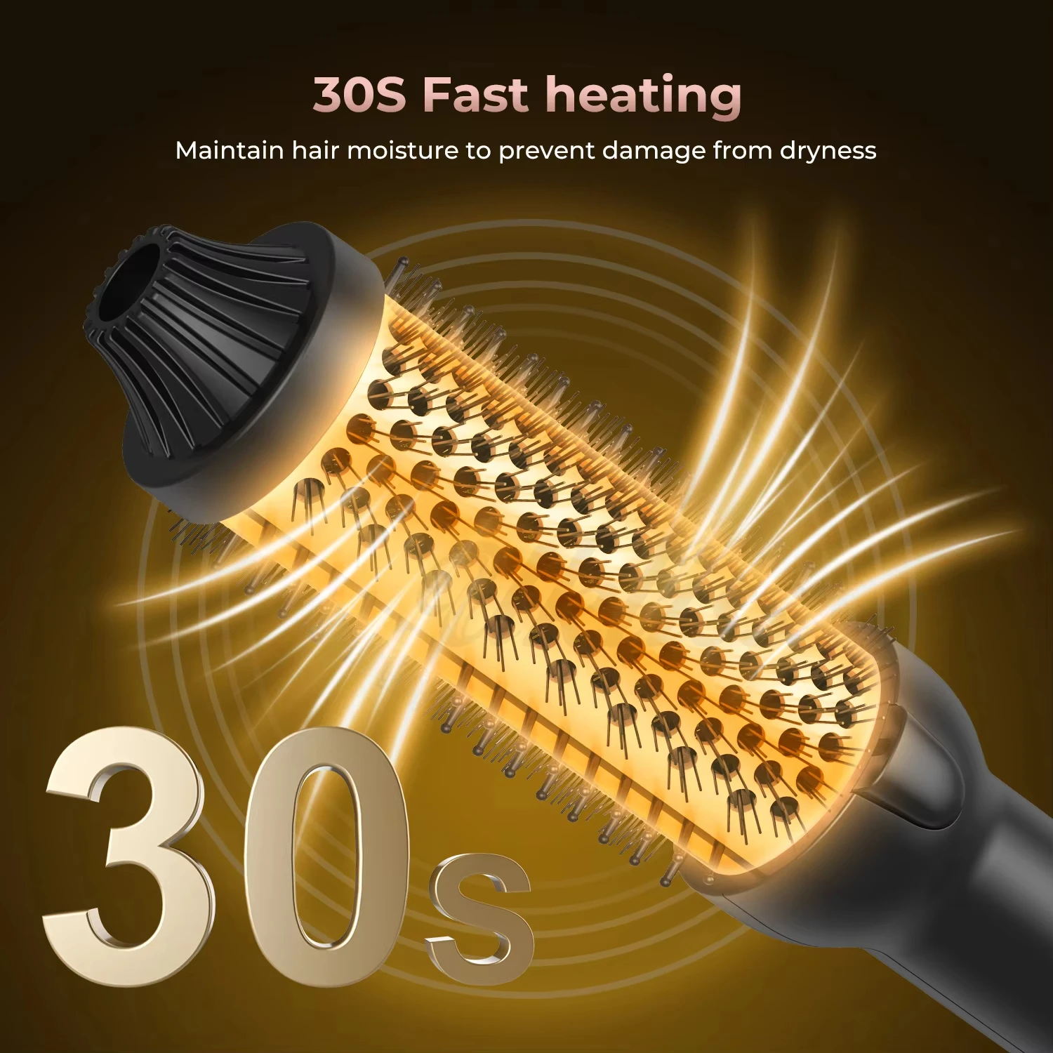 1.5 Inch Thermal Brush 10 Temp Settings Negative Ion Thermal Round Brush Hair Curler Volumizing Brush Comb Curly Hair Tool