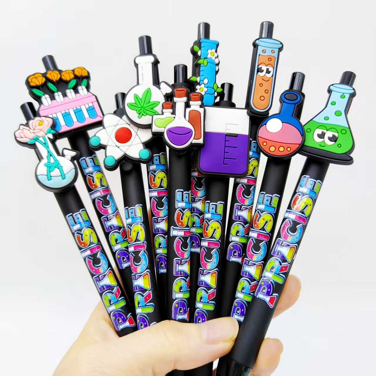 

6pcs/14pcs laboratory test tube beaker element patch printed ballpoint pen black convenient and practical ballpoint pen