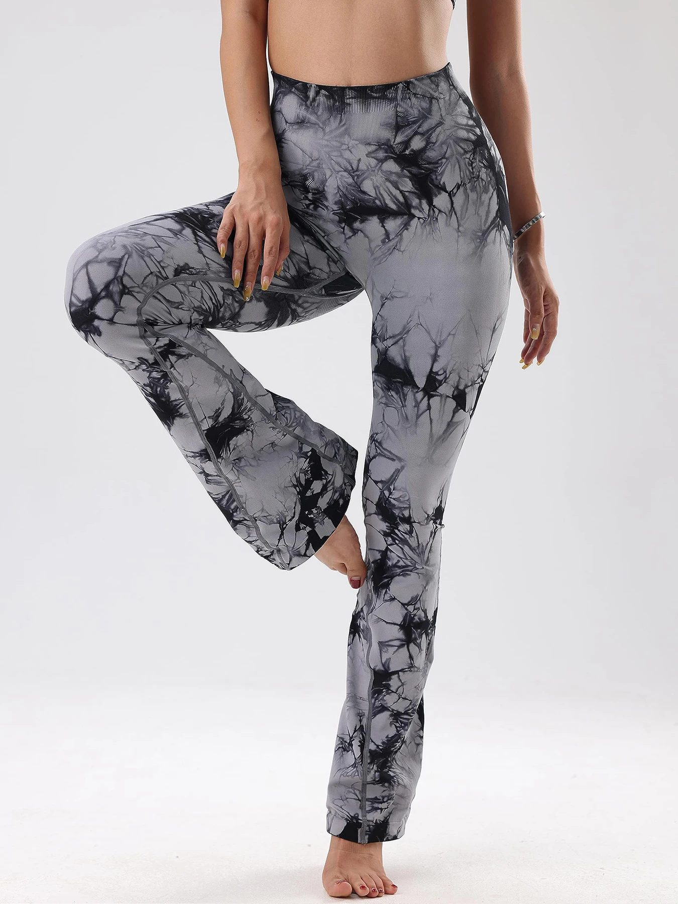 Women Tie-dyed Flare Leggings Yoga Pants Women Bell-bottoms Yoga Trousers High Waist Fitness Pants Stretch Gym Casual Sports