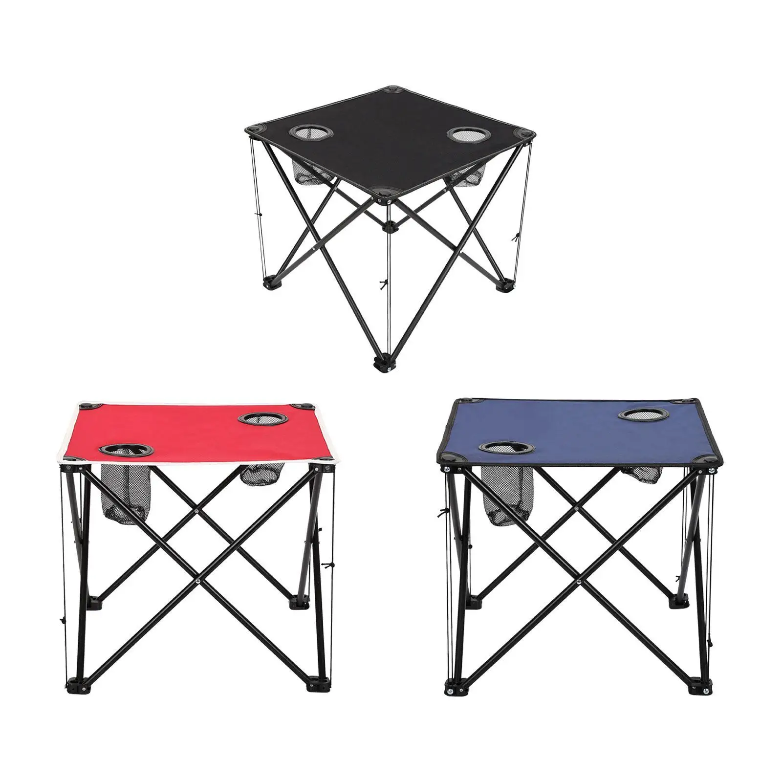 

Folding Table with Cup Holders Iron Outdoor Table for Backyard Picnic Market