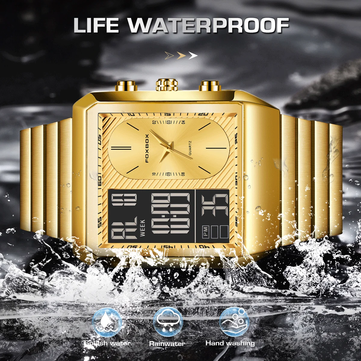 Foxbox militar relógio digital para homens à prova dwaterproof água eletrônico à prova de choque esportes relógios de pulso masculino relógio de ouro montre homme