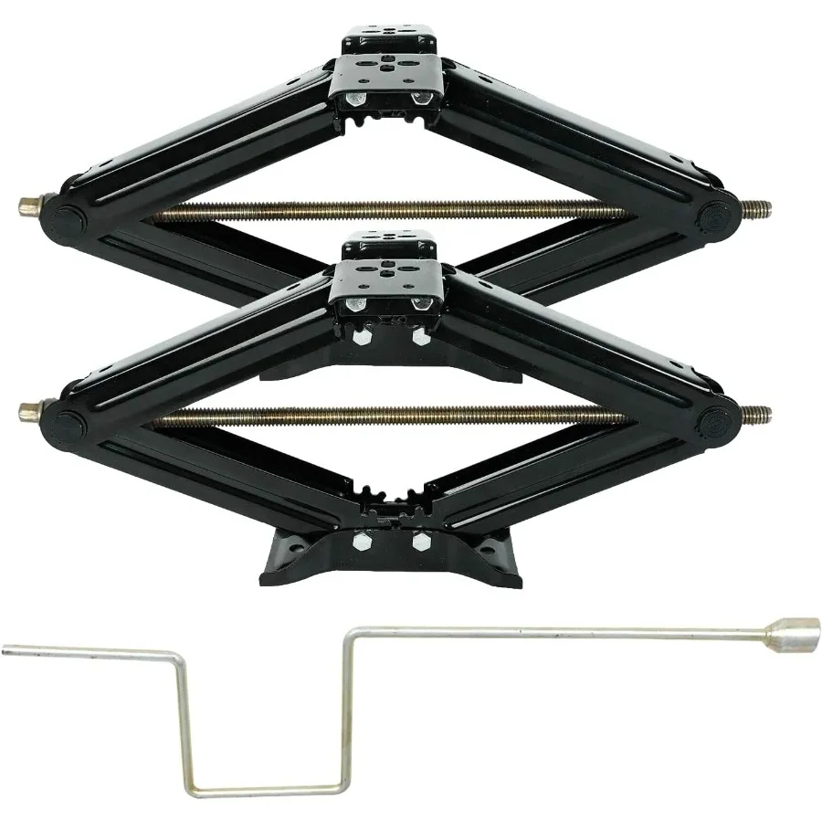 

24 RV Stabilizing Scissor Jack Lift 5000 lb with Handle for Pop-Up Camper and Travel Trailer - Pack of 2 Steel Black Heavy-Duty