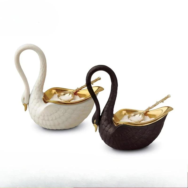 Swan bowl color plating embellishment, European art creative tableware, seasoning jar