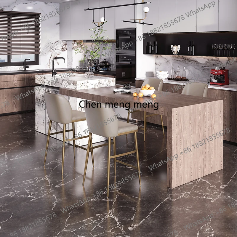 

With Back Leather Bar Chairs Make Up Barber Minimalist Design Kitchen Bar Stools Counter Living Room Banqueta Trendy Furniture