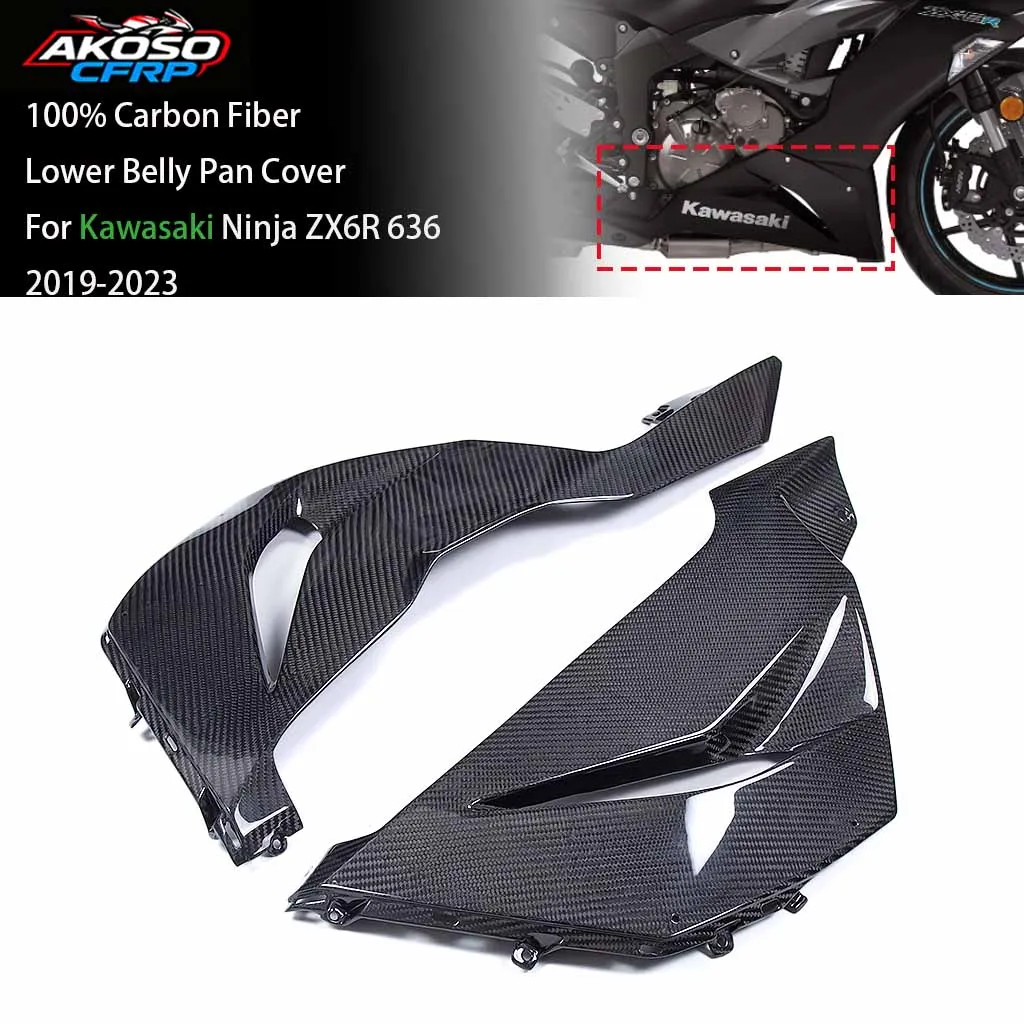 Fairng Motorcycle For Kawasaki ZX6R 2019-2023 100% 3K Carbon Fiber Lower Belly Pan Side Panels Cover Accessories Protector Parts