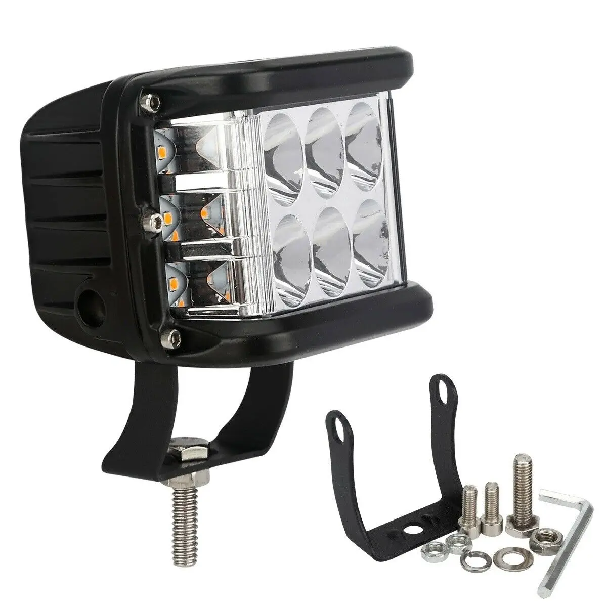 Off-Road Yacht Caravan SUV Warning Light Work Light Three-side Bulb Spotlight Strobe LED Flash of Lamp IP67 6000K 45W