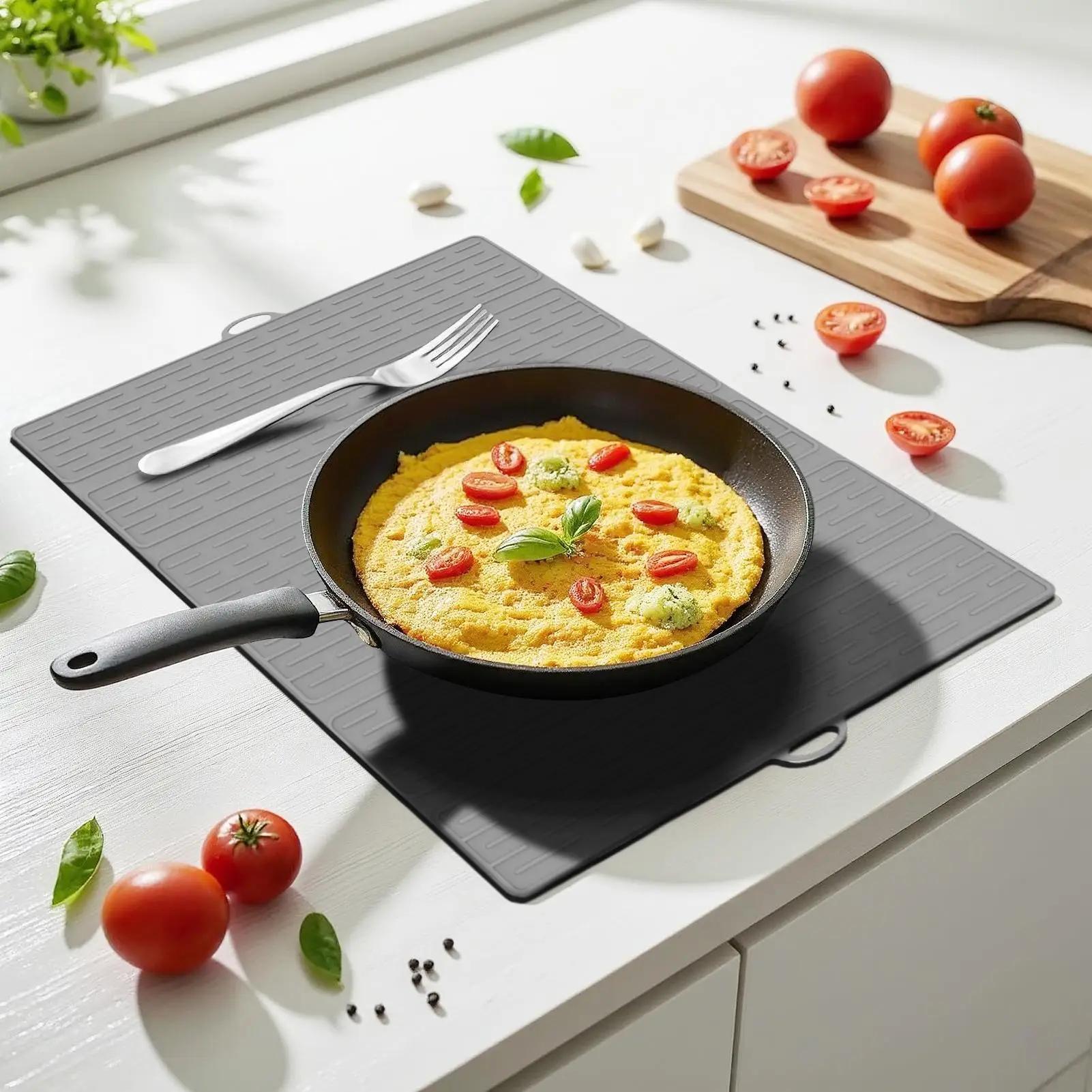 

Counter Drying Mat Kitchen Dish Drying Mat Drainer Silicone Foldable Pad Large Drainer Draining Kitchen Accessories For Cups