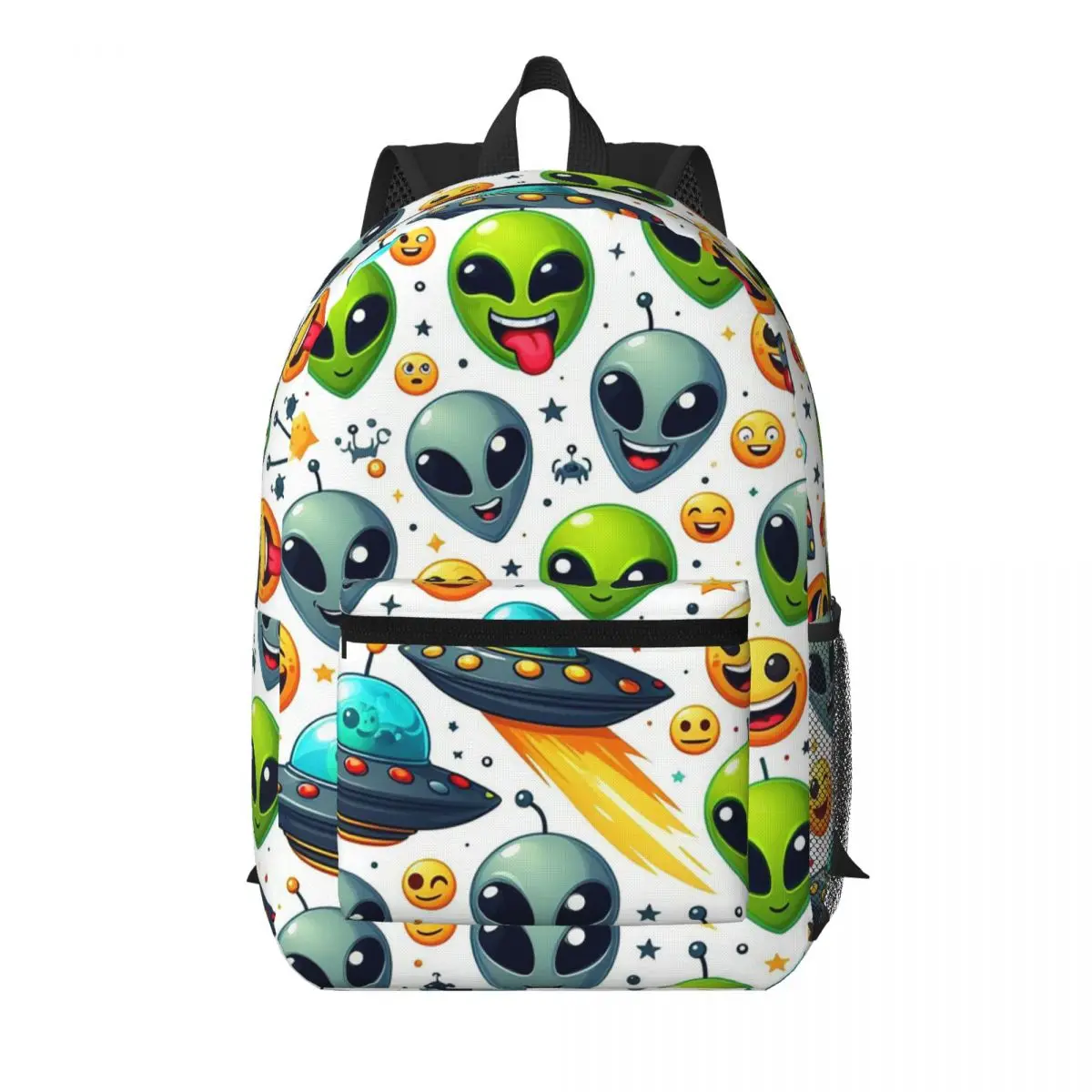 

Green Alien And UFO Pattern Student Backpack School Bag Hiking Travel Daypack for Men Women Bookbag Shoulder Bags