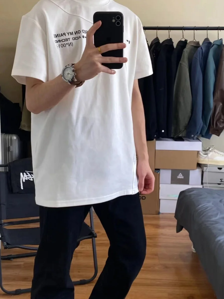 

Футболка American Sle Cleanfit Heavyweight Deconstructed Patchwork Letter ort Sve ex Модный дизайн Boxy Top