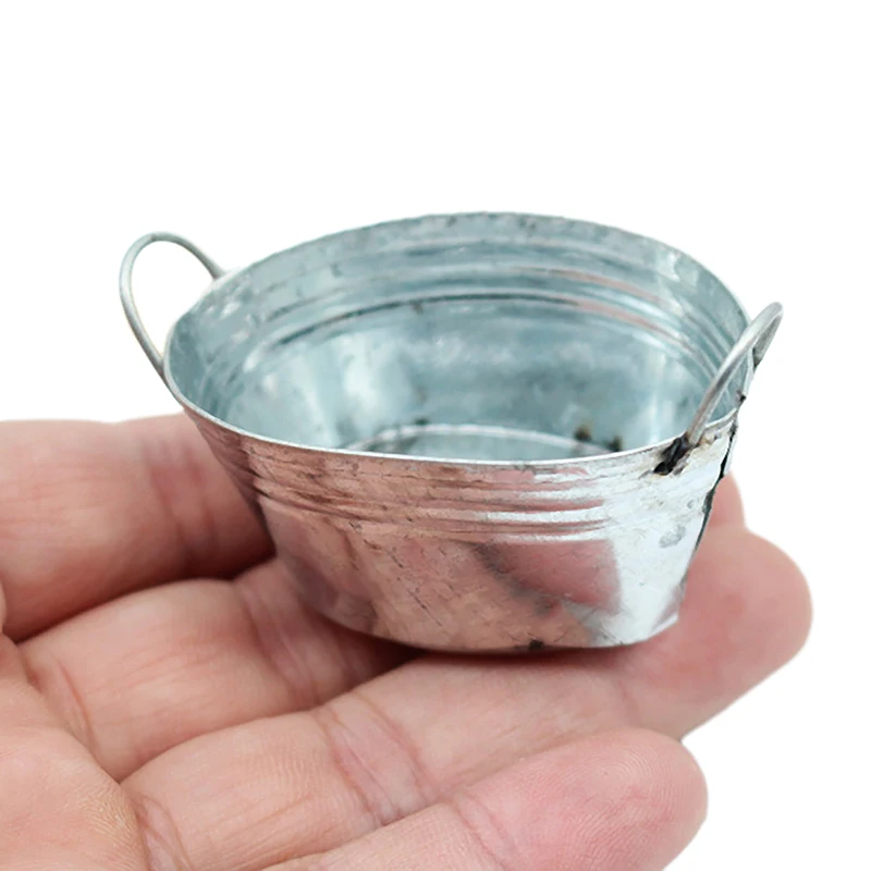 1:12 Dollhouse Miniature Metal Washtub With Washboard Laundry Bathroom Model Decor Toy Doll House Furniture Accessories