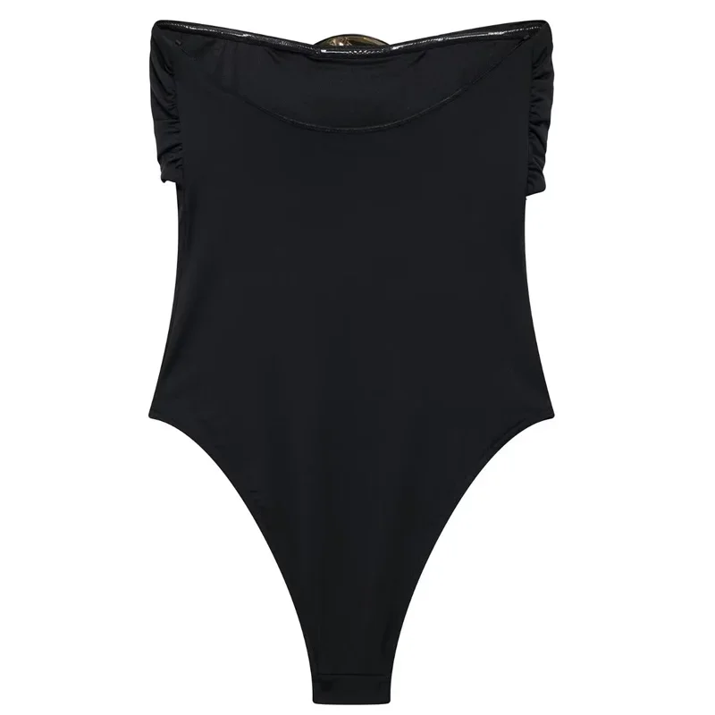 TRAF Off spalla nero marrone Sexy Body da donna donna senza maniche Backless Body estate 2024 Body più Sexy da donna