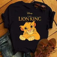 Women T-shirt Kawaii Lion King Printed T Shirts Disney Casual Simba Funny Clothing Harajuku Women Tees Cute Cartoon Tops y2k