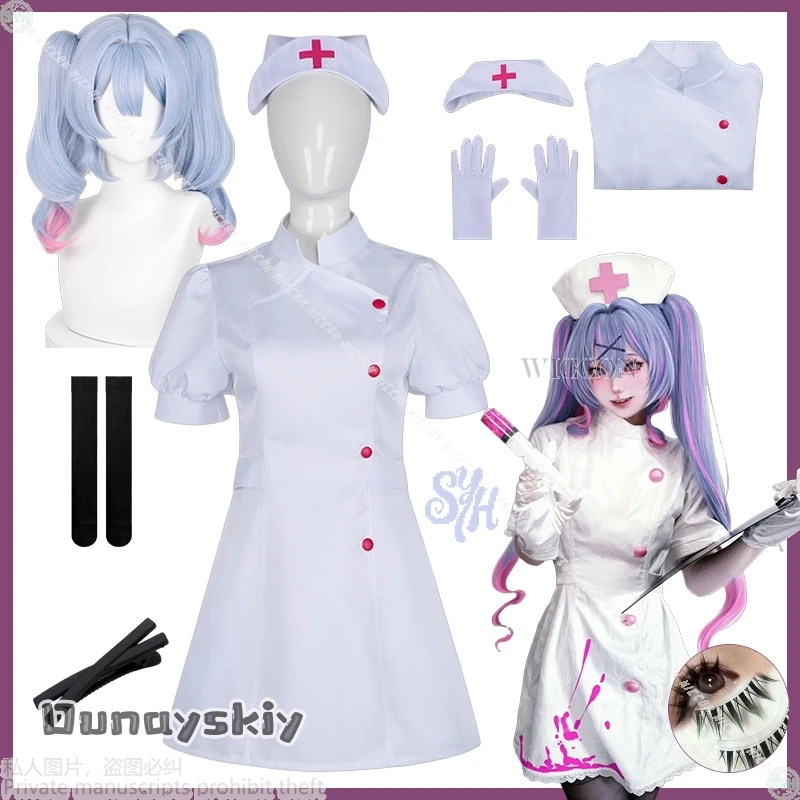

Rabbit Hole Sexy Nurse Uniform Mikuuu Cosplay Game Project Sekai Anime Costume Jirai Kei Mini Dress Hat Sweet Halloween Disguise