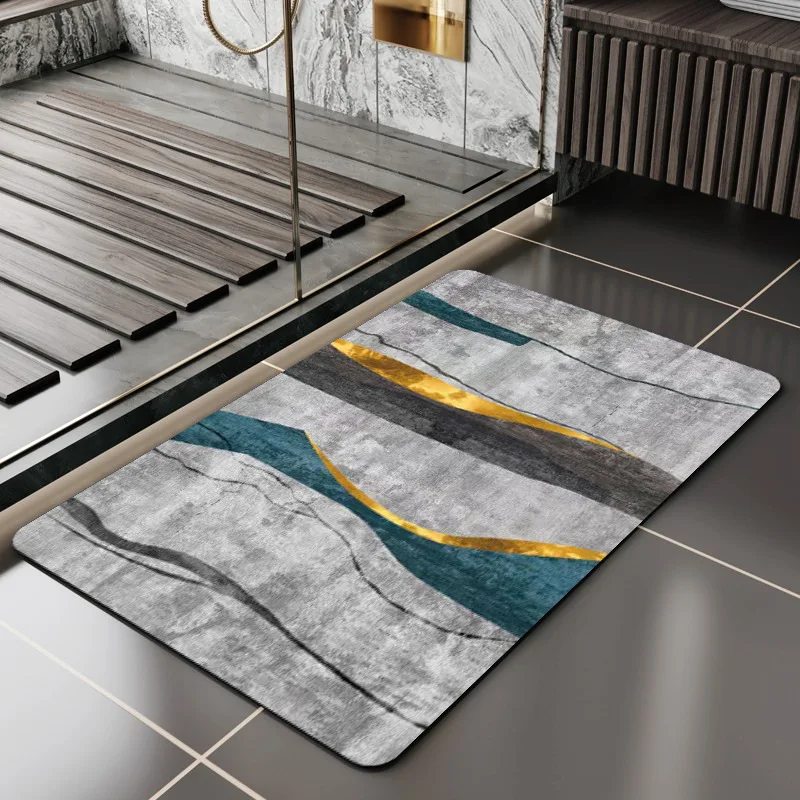 Bathroom Mat Diatomite Quick Dry Luxury Floor Bath Mat Absorbent Non-slip Rubber Bottom Entrance Mat Hallway Rug